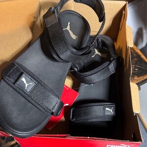 Puma Black Velcro Strap Sandals
